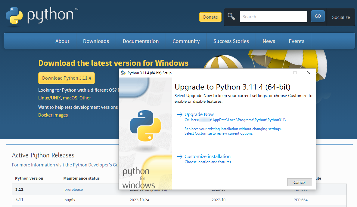 Download and install or update Python