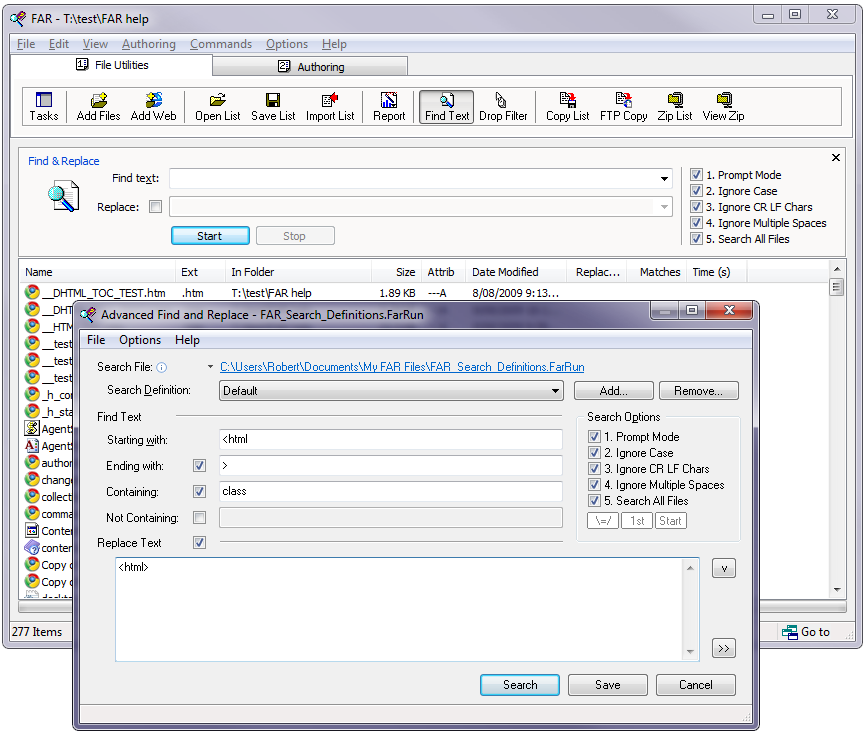 FAR HTML - Find and Replace